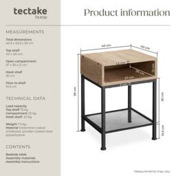 tectake Bedside Table Harlow in Light Oak - thumbnail 6