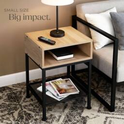 tectake Bedside Table Harlow in Light Oak - thumbnail 8