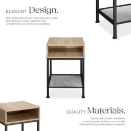 tectake Bedside Table Harlow in Light Oak - thumbnail 3