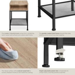 tectake Bedside Table Harlow in Light Oak - thumbnail 4