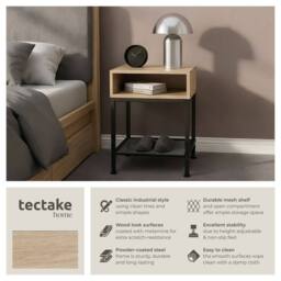 tectake Bedside Table Harlow in Light Oak - thumbnail 2