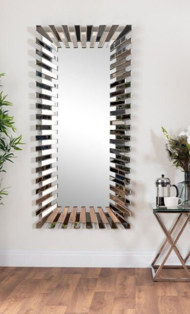 FurnitureboxUK Starburst Large 170cm x 80cm 3D Silver Rectangular Sunburst Modern Hallway Bedroom Dining & Living Room Mirror - Size: 170 cm x 80 cm - image 1