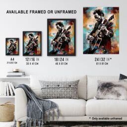 "Artery8 Wall Art Print Country Music Colourful Oil Painting Musician Playing Guitar Portrait Poster - Size: W18"" x H24""" - thumbnail 3