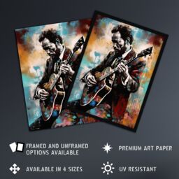 "Artery8 Wall Art Print Country Music Colourful Oil Painting Musician Playing Guitar Portrait Poster - Size: W18"" x H24""" - thumbnail 2