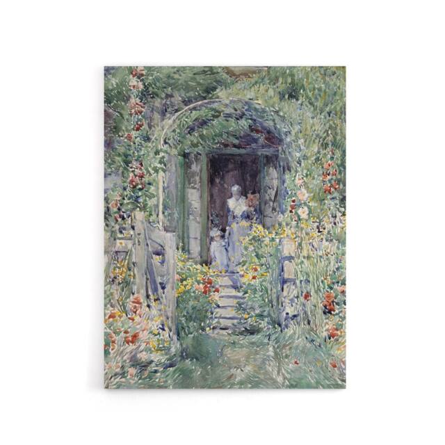 "Artery8 The Garden In Its Glory Floral Painting Hassam Canvas Wall Art Print in Green - Size: W12"" x H16""" - image 1