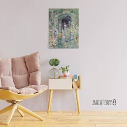 "Artery8 The Garden In Its Glory Floral Painting Hassam Canvas Wall Art Print in Green - Size: W12"" x H16""" - thumbnail 3