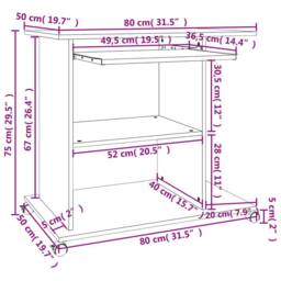 Berkfield Home Computer Desk Concrete Grey 80x50x75 cm Engineered Wood - Size: 80 x 50 x 75 cm - thumbnail 6
