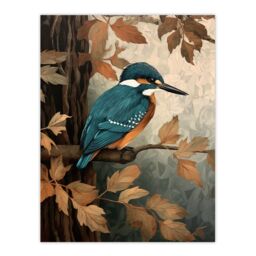 "Artery8 Kingfisher By George Sinclair Vintage Botanical Earthy Aesthetic River Bird Extra Large XL Wall Art Poster Print - Size: W24"" x H32""" - thumbnail 1