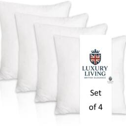 Luxury Living Hollow Fibre Cushion Inserts 45x45cm Set of 4. Plump, Soft & Long-Lasting Cushion Pads. Fit any 45cm covers - Size: 45 cm x 45 cm - thumbnail 5