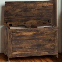 FURNOS Industrial Wooden Storage Box Chest Trunk Rustic Brown - thumbnail 6