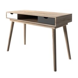 Scandi Oak Desk with Drawers - L50 x W110 x H78.6 cm - Grey/White