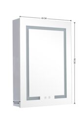 Living and Home Rectangular 1 Door LED Dimmable Mirror Cabinet in White - thumbnail 6