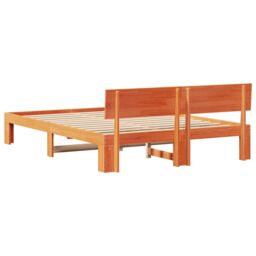 Berkfield Home Bed Frame with Headboard Wax Brown 160x200 cm Solid Pine Wood - thumbnail 8