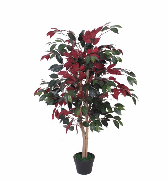 Tradala Trees Lush Artificial Tree Ficus with Real Wood Trunk in Dark Green - Size: 4ft - image 1