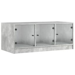 Berkfield Home Coffee Table with Glass Doors Concrete Grey 102x50x42 cm - Size: 102 x 50 x 42 cm - thumbnail 2