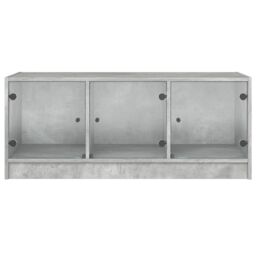 Berkfield Home Coffee Table with Glass Doors Concrete Grey 102x50x42 cm - Size: 102 x 50 x 42 cm - thumbnail 6