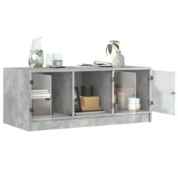 Berkfield Home Coffee Table with Glass Doors Concrete Grey 102x50x42 cm - Size: 102 x 50 x 42 cm - thumbnail 5