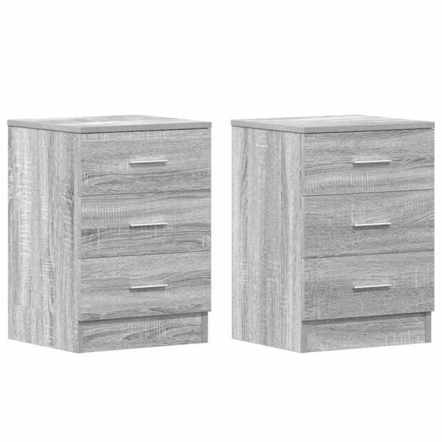 Berkfield Home Bedside Cabinets 2 pcs Grey Sonoma 38x35x56 cm Engineered Wood - Size: 38 x 35 x 56 cm - image 1