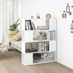 Berkfield Home Book Cabinet Room Divider White 100x24x124 cm - Size: 100 x 24 x 124 cm - thumbnail 1