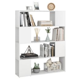 Berkfield Home Book Cabinet Room Divider White 100x24x124 cm - Size: 100 x 24 x 124 cm - thumbnail 4