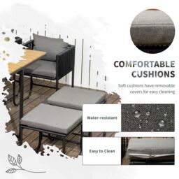 OUTSUNNY 11-PC Rattan Dining Set, 10-seater Table & Chair Sets with Space-saving Design in Black - Size: 11 Pack - thumbnail 6