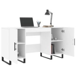 Berkfield Home Desk White 140x50x75 cm Engineered Wood - Size: 140 x 50 x 75 cm - thumbnail 4