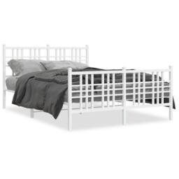 Berkfield Home Metal Bed Frame without Mattress with Footboard White 120x200cm - Size: Small Double - thumbnail 1