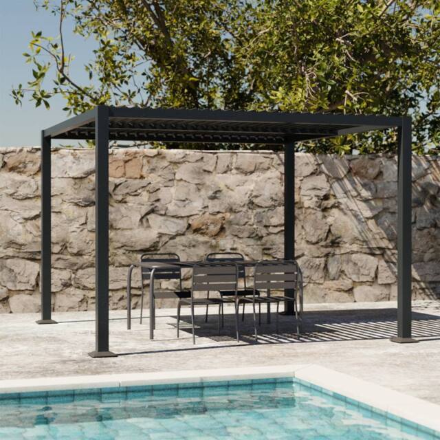 sweeek Louvered Pergola Aluminium & Steel 3 X 3m in Grey - image 1