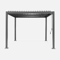 sweeek Louvered Pergola Aluminium & Steel 3 X 3m in Grey - thumbnail 2