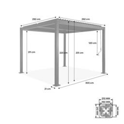 sweeek Louvered Pergola Aluminium & Steel 3 X 3m in Grey - thumbnail 5