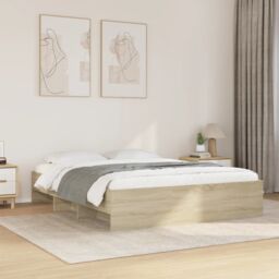 Berkfield Home Bed Frame without Mattress Sonoma Oak 160x200 cm Engineered Wood in Brown - thumbnail 1