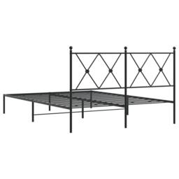 Berkfield Home Metal Bed Frame without Mattress with Headboard Black 135x190cm - Size: 135x190 cm - thumbnail 6