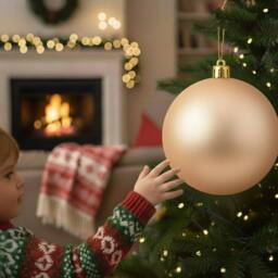 Shatchi 20cm Mat Christmas Bauble - Premium Bauble & Home Décor Ornament in Beige - Size: 20 cm - thumbnail 7