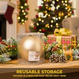Shatchi 20cm Mat Christmas Bauble - Premium Bauble & Home Décor Ornament in Beige - Size: 20 cm - thumbnail 3