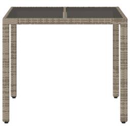 Berkfield Home Garden Table with Glass Top Grey 90x90x75 cm Poly Rattan - Size: 90 x 90 x 75 cm - thumbnail 4