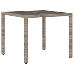 Berkfield Home Garden Table with Glass Top Grey 90x90x75 cm Poly Rattan - Size: 90 x 90 x 75 cm - thumbnail 6