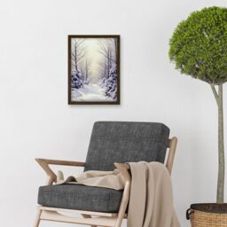 Artery8 Snowed In Again Winter Tranquil Landscape Artwork Framed Wall Art Print A4 in Brown - thumbnail 2