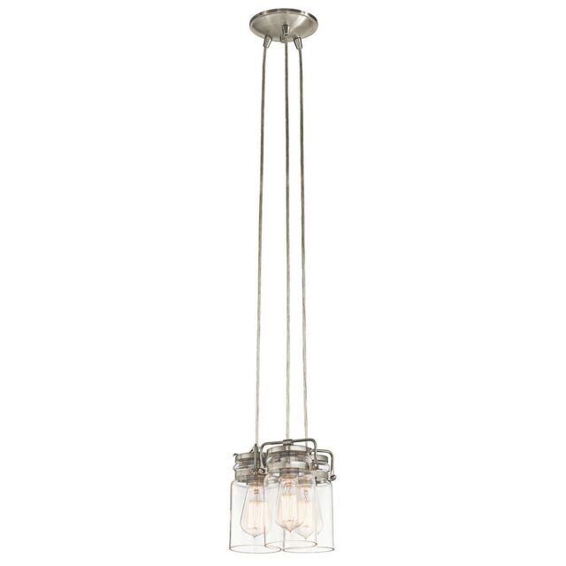 Loops 3 Bulb Ceiling Pendant Light Fitting Brushed Nickel LED E27 60W Bulb in Metallics