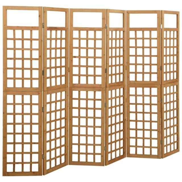Berkfield Home 6-Panel Room Divider/Trellis Solid Fir Wood 242.5x180 cm in Brown - image 1