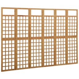 Berkfield Home 6-Panel Room Divider/Trellis Solid Fir Wood 242.5x180 cm in Brown - thumbnail 3
