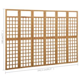 Berkfield Home 6-Panel Room Divider/Trellis Solid Fir Wood 242.5x180 cm in Brown - thumbnail 6