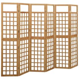 Berkfield Home 6-Panel Room Divider/Trellis Solid Fir Wood 242.5x180 cm in Brown - thumbnail 1
