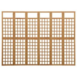Berkfield Home 6-Panel Room Divider/Trellis Solid Fir Wood 242.5x180 cm in Brown - thumbnail 2