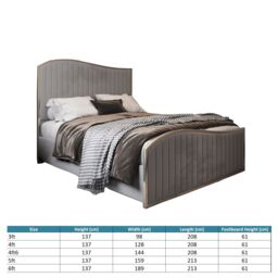 KDMD Darlington Upholstered Soft Velvet Metal Designer Bed Frame in Grey - Size: Single - thumbnail 6