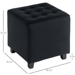 Wyld Haus Liviel Velvet Feel Charcoal Square Ottoman 35cm in Black - thumbnail 4