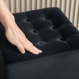 Wyld Haus Liviel Velvet Feel Charcoal Square Ottoman 35cm in Black - thumbnail 9