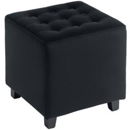 Wyld Haus Liviel Velvet Feel Charcoal Square Ottoman 35cm in Black - thumbnail 2