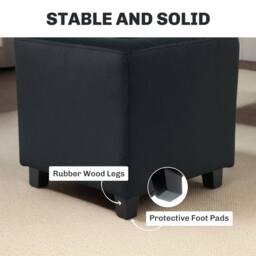 Wyld Haus Liviel Velvet Feel Charcoal Square Ottoman 35cm in Black - thumbnail 7