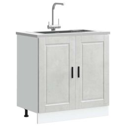"Berkfield Home Sink Base Cabinet¬†""Porto"" Concrete Grey 80x46x81.5 cm¬†Engineered Wood - Size: 80x46x81.5 cm" - thumbnail 1