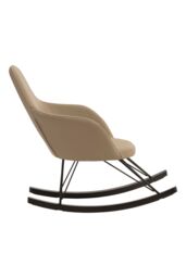 Orsina Light Grey Faux Leather Rocking Chair, Oak Veneer Runners & Lattice Base, Contemporary Accent Chair in Brown - thumbnail 5